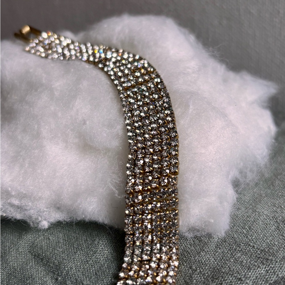 Gold Crystal Multi-Row Latch Bracelet, Women’s Accessories, Prom Jewelry